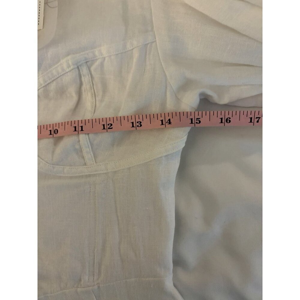 Sabo Skirt Zane Women’s White 3/4 Sleeve 100% Linen Mini Dress Size XS NWT - Picture 9 of 11